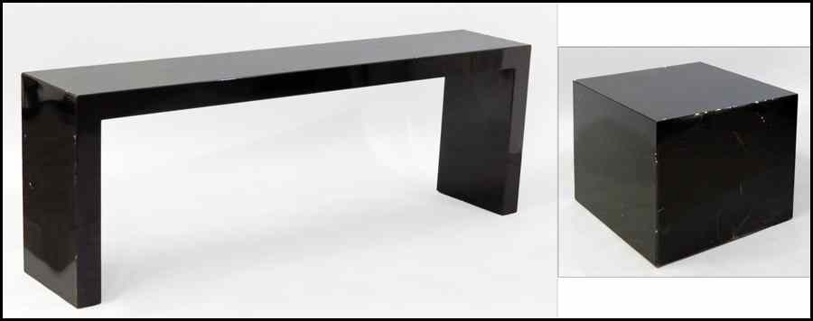 Appraisal: LAMINATE CONSOLE TABLE Together with laminate cocktail table '' x