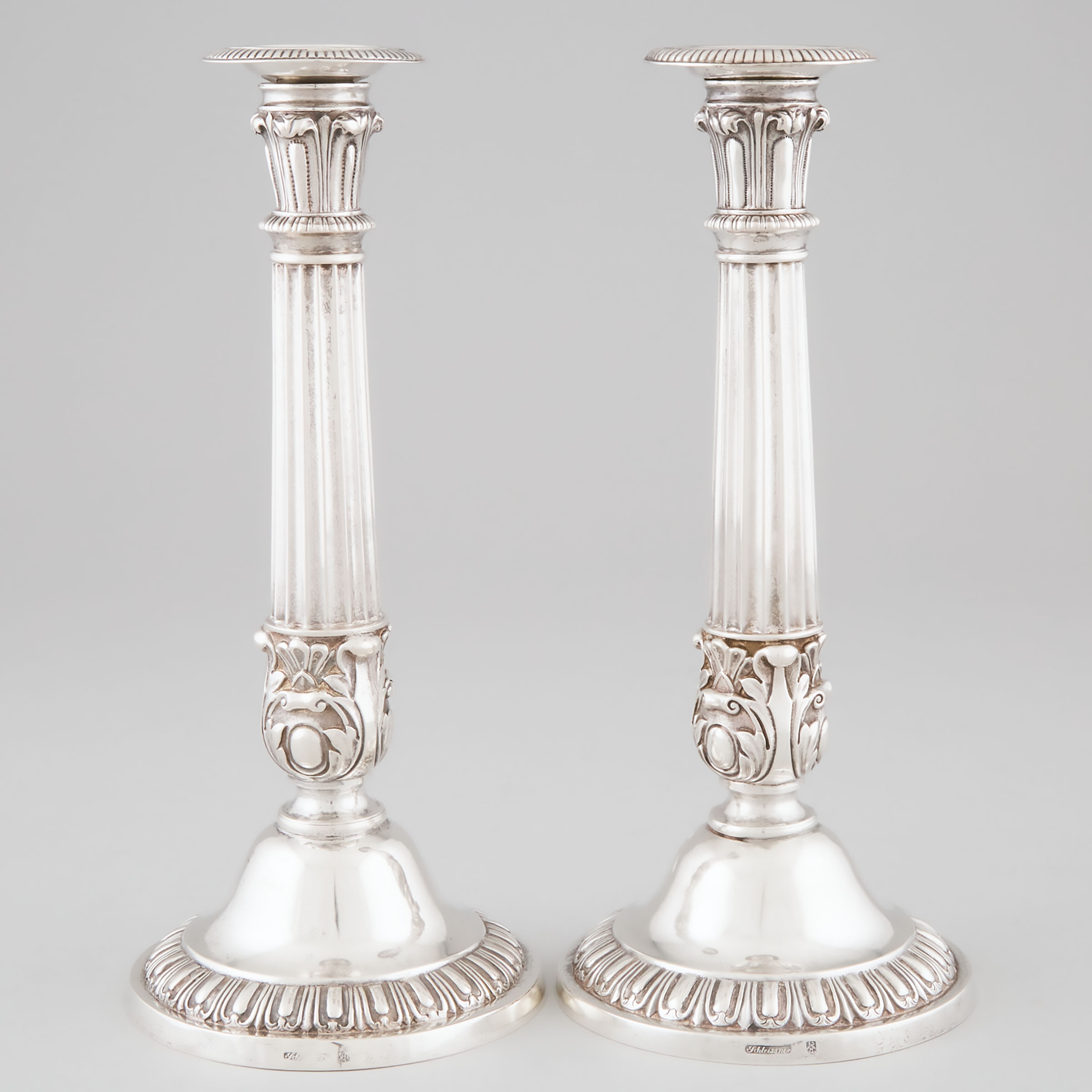 Appraisal: Pair of German Silver Table Candlesticks th century height in