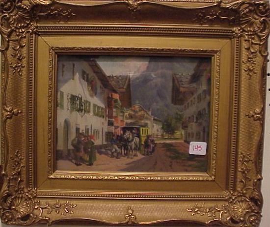 Appraisal: Georg Hemmrich German - street scene with mountains in the