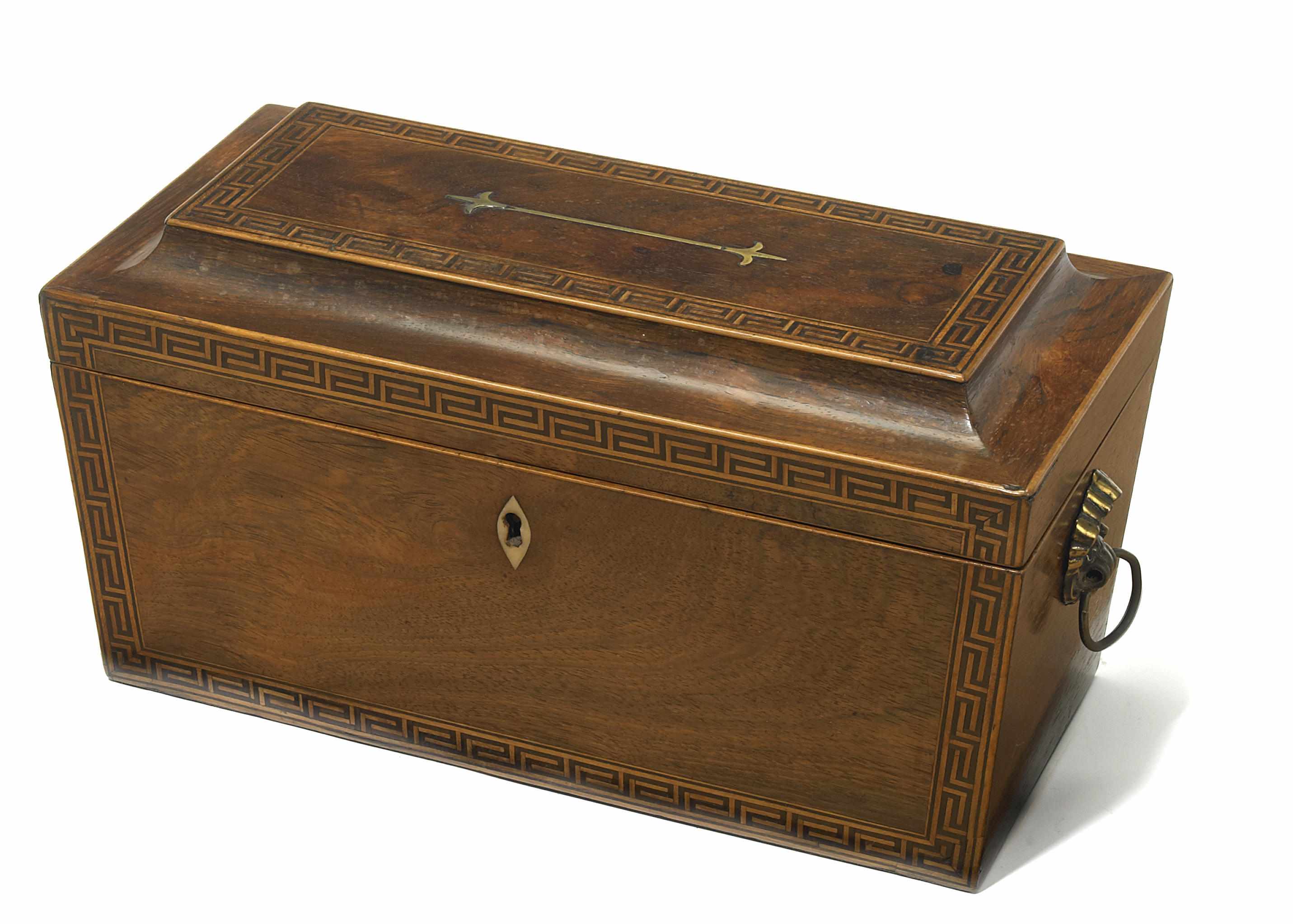 Appraisal: A George III inlaid mahogany tea caddy fourth quarter th