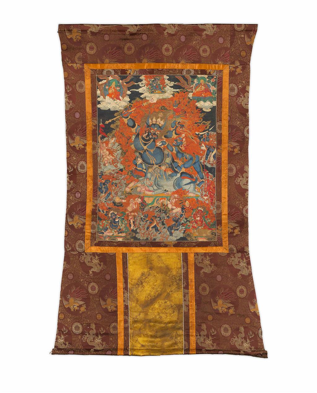 Appraisal: THANGKA OF MAHAKALA QING DYNASTY distemper on cloth depicting the