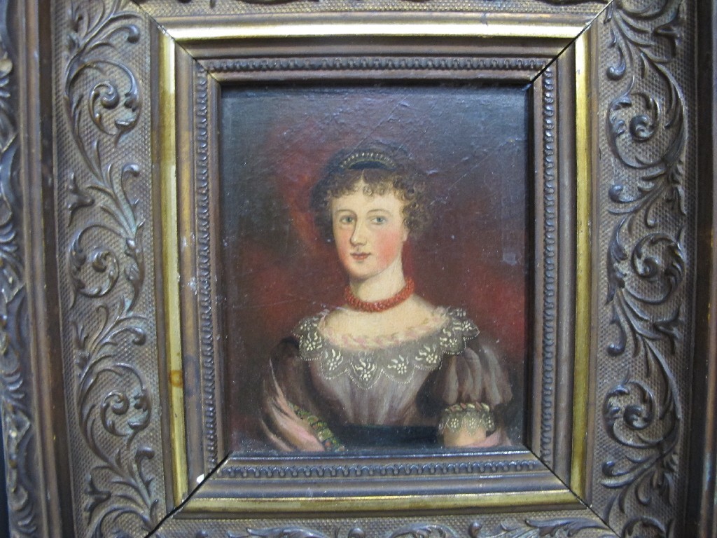 Appraisal: Oil on copper portrait of a girl