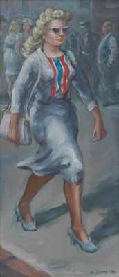 Appraisal: Clyde J Singer American - Girl in White Walking Oil