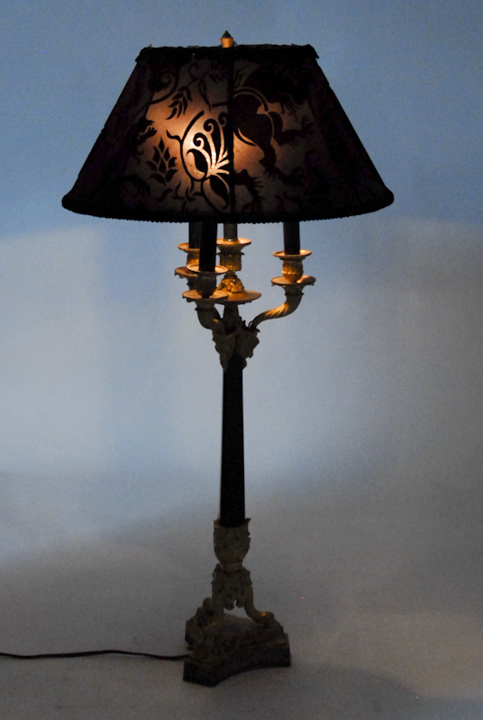 Appraisal: A Charles X-style Bronze Table Lamp gilt ormolu ornate foliate