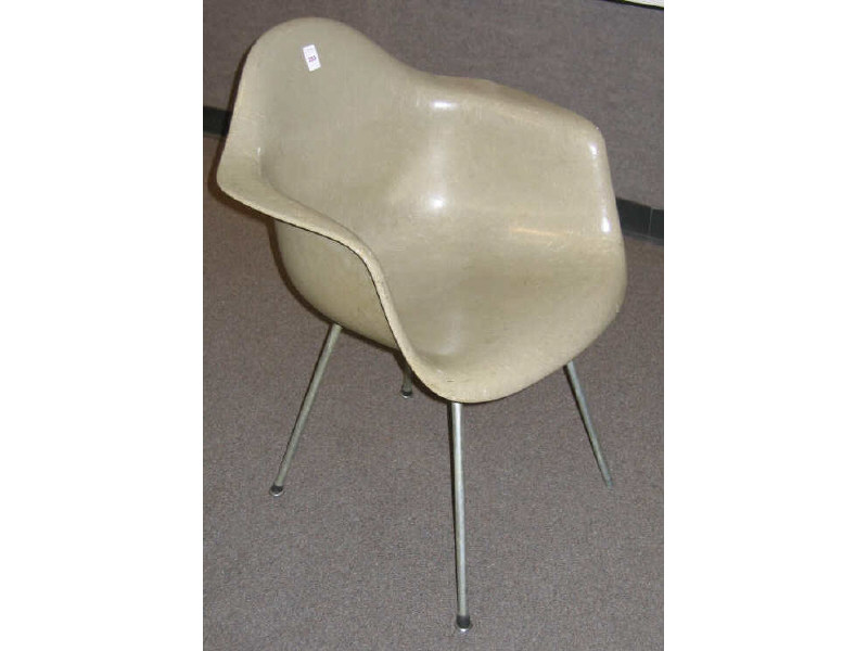 Appraisal: CHARLES EAMES FOR HERMAN MILLER Four grey fiberglass molded armchairs