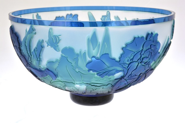 Appraisal: Pilgrim Cameo Glass Bowl The Shades of Iris Pilgrim Cameo