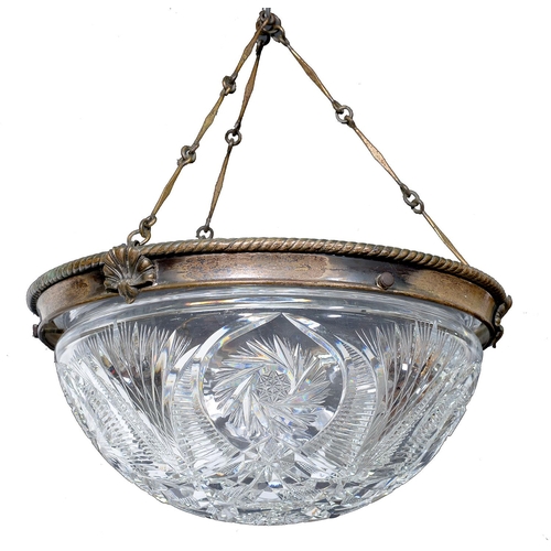 Appraisal: A brilliant cut glass hemispherical hanging lamp bowl early th