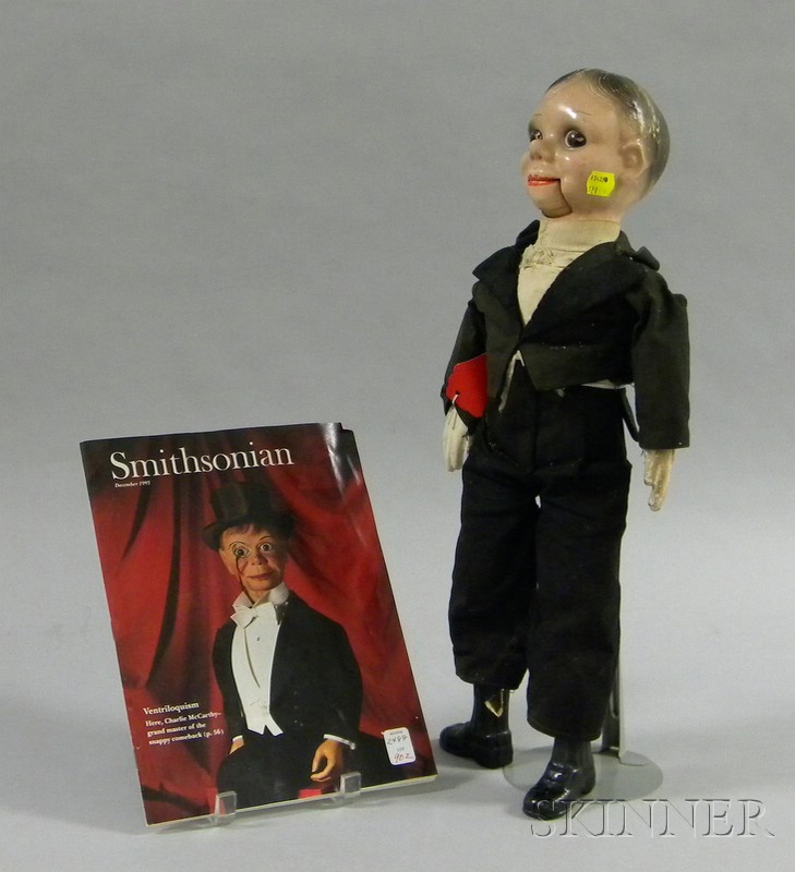 Appraisal: Painted Composition Charlie McCarthy-type Ventriloquist Doll ht in