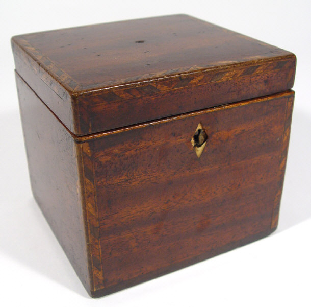 Appraisal: th Century cross banded mahogany tea caddy cm high