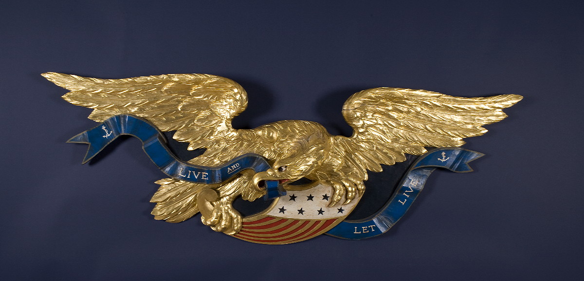 Appraisal: ARTISTIC CARVING COMPANY POLYCHROMED FEDERAL SPREADWINGED EAGLE The gilt eagle