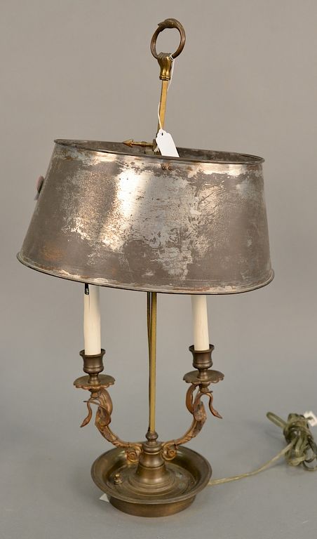 Appraisal: Bouillotte brass table lamp with metal shade ht in Bouillotte