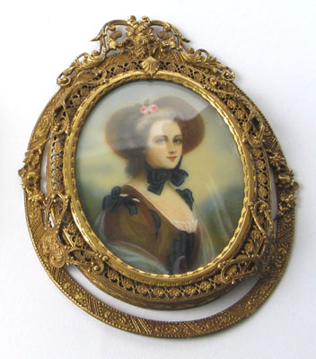 Appraisal: FRENCH MINIATURE OIL PORTRAIT of Madame Dubarry young woman with