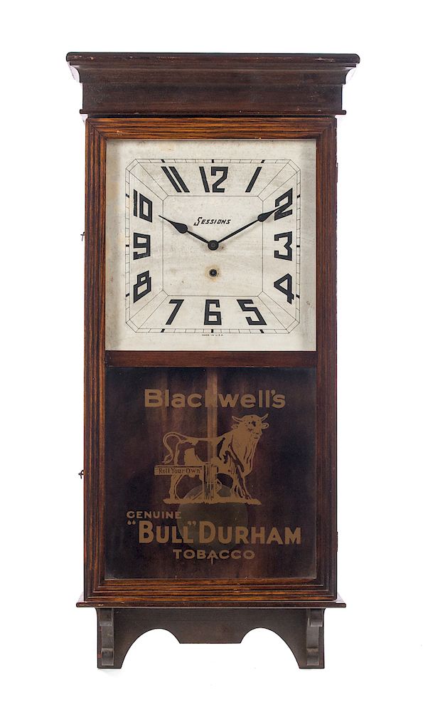 Appraisal: Blackwell's Bull Durham Tobacco Sessions Clock Measures tall wide Good