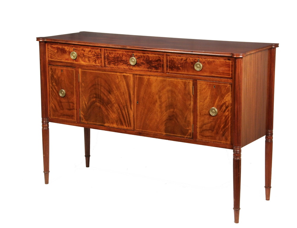 Appraisal: CUSTOM CENTENNIAL STYLE SIDEBOARD - Diminutive English Bench-Made Sheraton Style