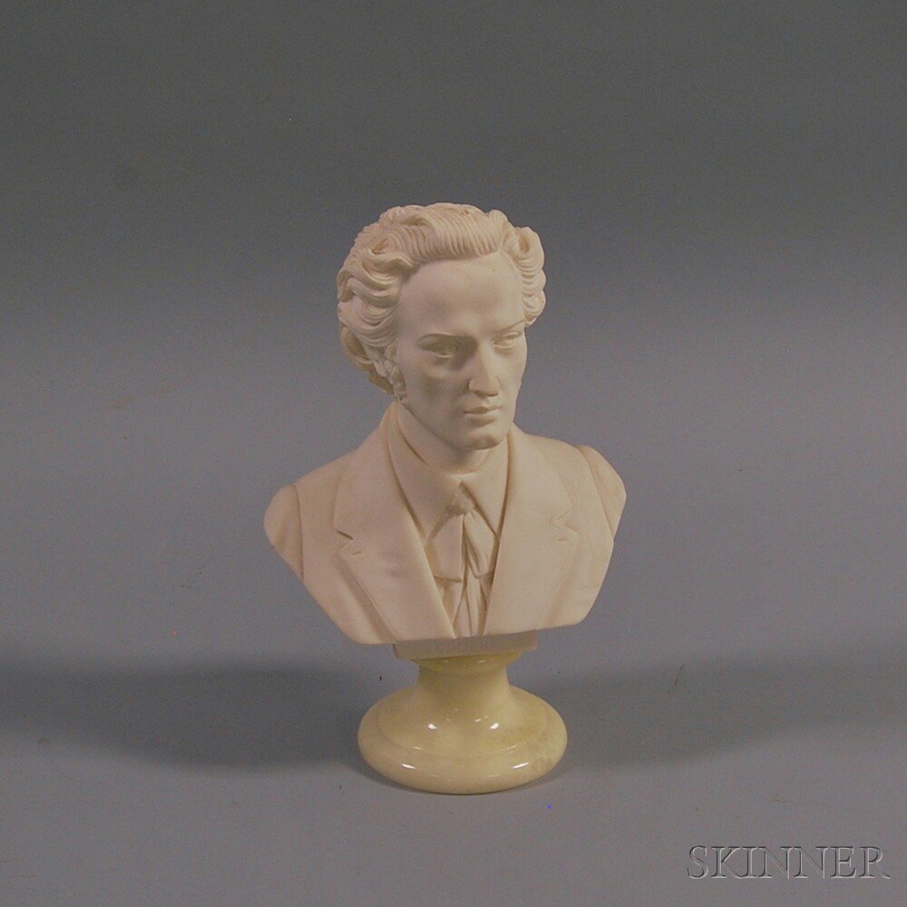 Appraisal: Alabaster Bust of Chopin on Polished Onyx Base th century