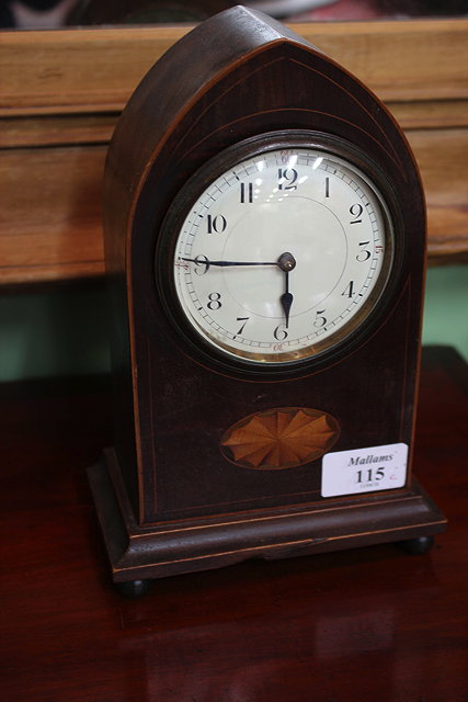 Appraisal: AN EDWARDIAN MAHOGANY AND BOX STRUNG MANTEL TIMEPIECE of plain