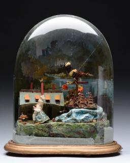 Appraisal: Automaton of Doll Bird Under Glass Dome Doll moves but