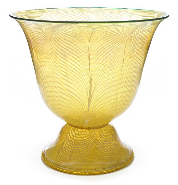 Appraisal: A large Continental glass footed vase probably Italian circa with