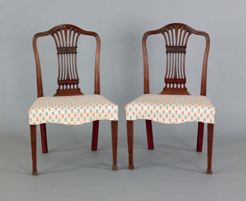 Appraisal: Pair of George III carved mahogany side chairs ca the