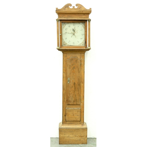 Appraisal: An English pine thirty hour longcase clock early th c