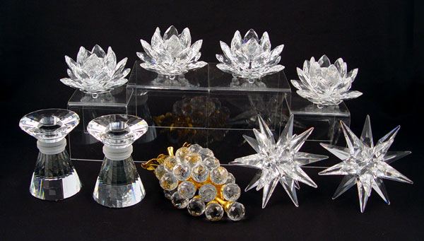 Appraisal: PIECE GROUP SWAROVSKI CRYSTAL To include water lily candle holders