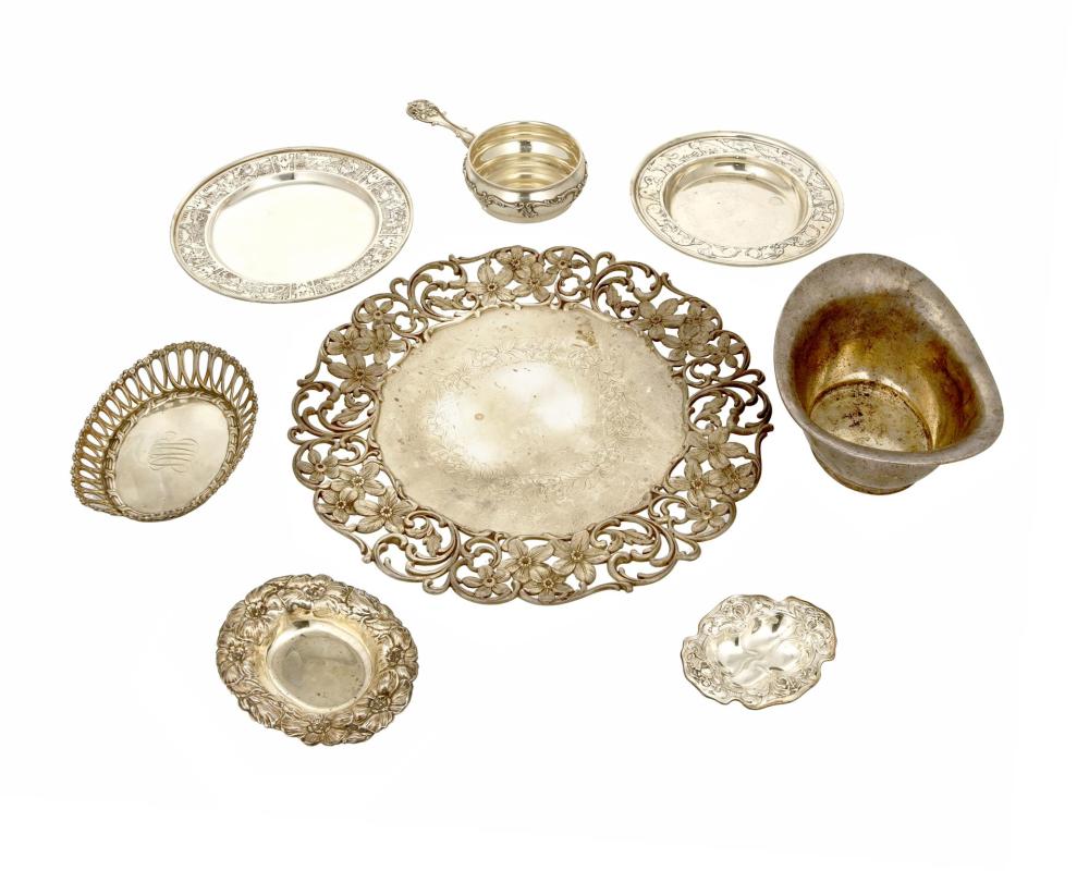 Appraisal: A group of sterling silver trays th century Each marked