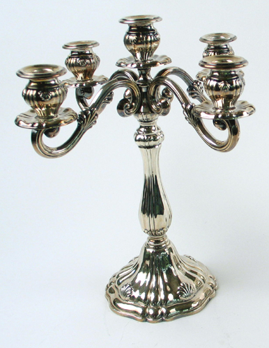 Appraisal: A STERLING SILVER CANDELABRUM -light in square form with candleholders