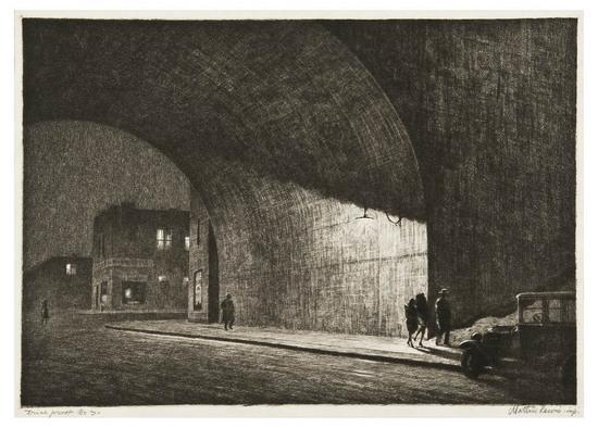 Appraisal: Martin Lewis - Arch Midnight M Drypoint signed in pencil