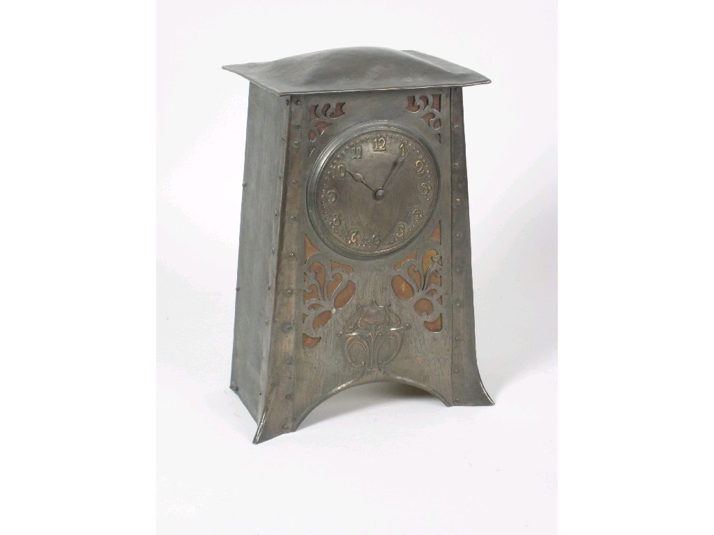 Appraisal: An Arts Crafts copper cased Clock having circular dial and