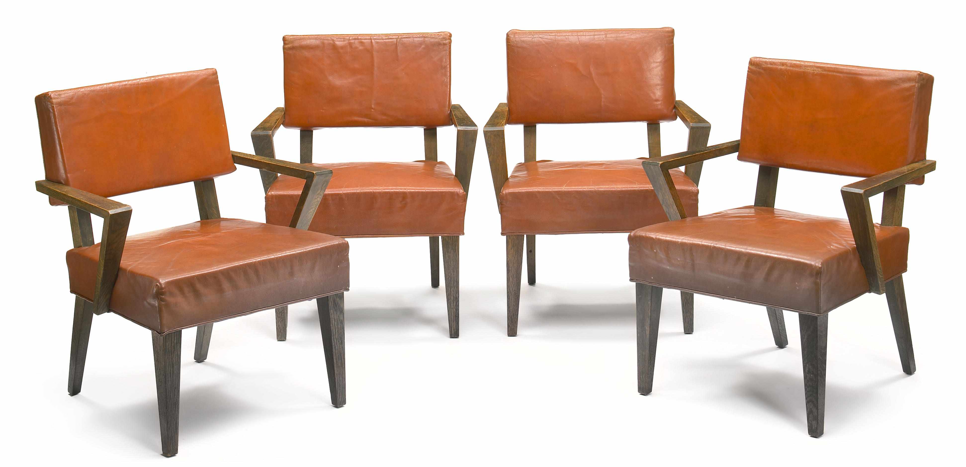 Appraisal: A set of four William Haines oak and leather dining