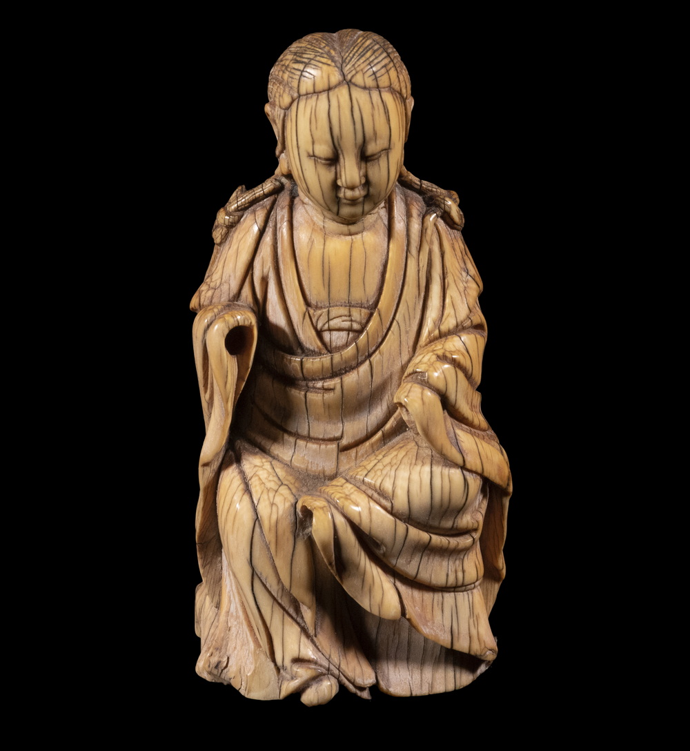 Appraisal: TH C JAPANESE OKIMONO Carved Ivory Figure of a Seated