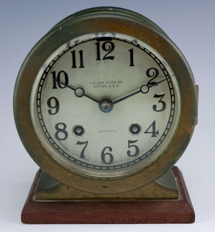 Appraisal: Chelsea Boston Ship's Bell Brass Mantle Clock Chelsea brass mantle