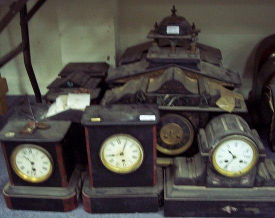 Appraisal: Eleven black marble mantel clocks various