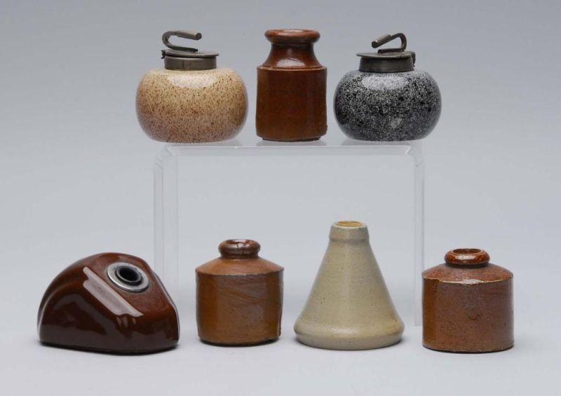 Appraisal: Lot of Pottery and Stoneware Inkwells Description Includes one small