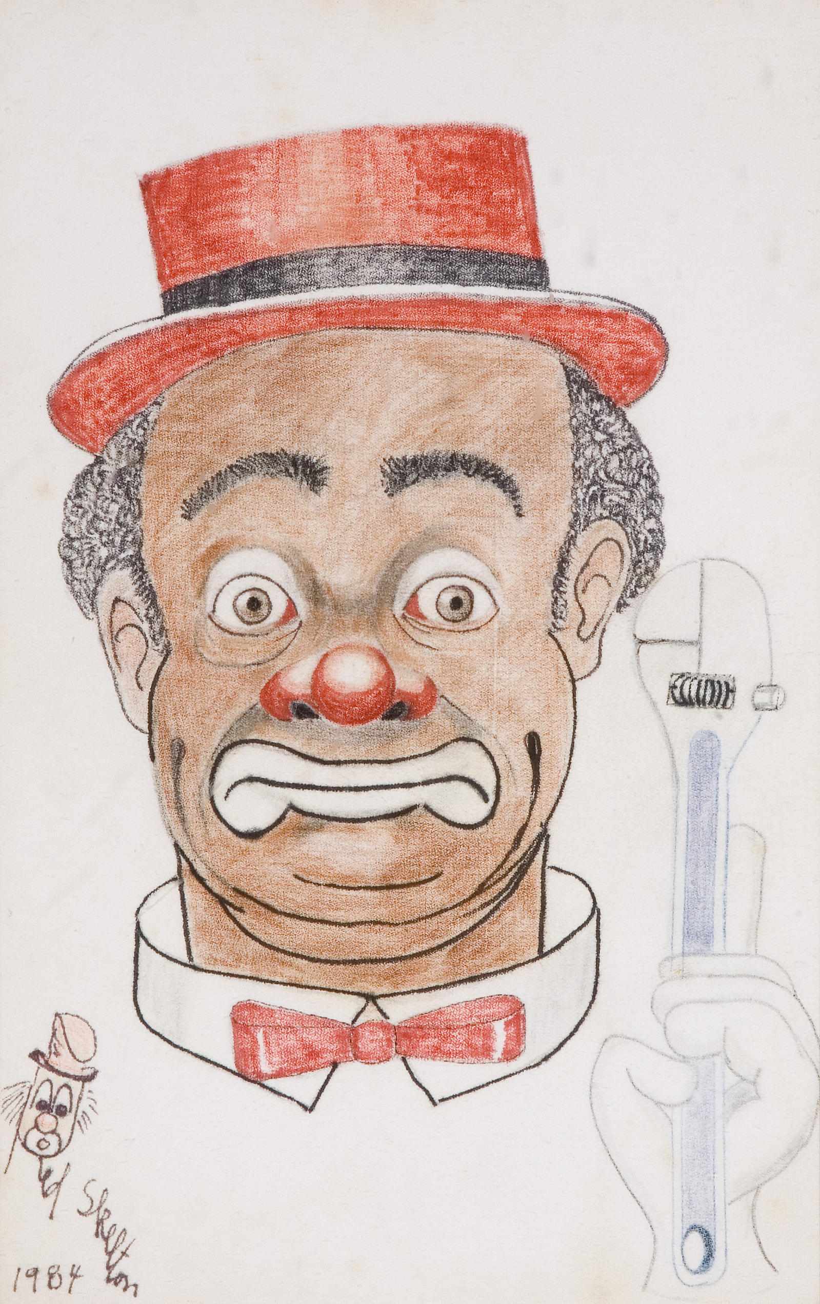 Appraisal: Red Skelton mixed media on linen A rare artwork where