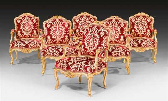 Appraisal: SET OF PAINTED FAUTEUILS A LA REINE Louis XV Mainfranken