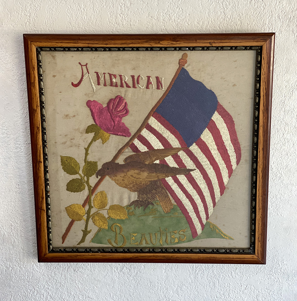 Appraisal: EARLY AMERICAN BEAUTIES ANTIQUE FRAMED NEEDLEWORK Early American needlework having