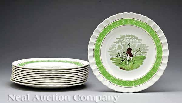 Appraisal: A Set of English Copeland Spode Hunting Motif Dessert Plates