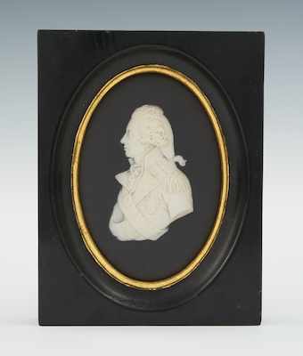 Appraisal: A Wedgwood Black Basalt Oval Plaque of Lord Nelson Measuring