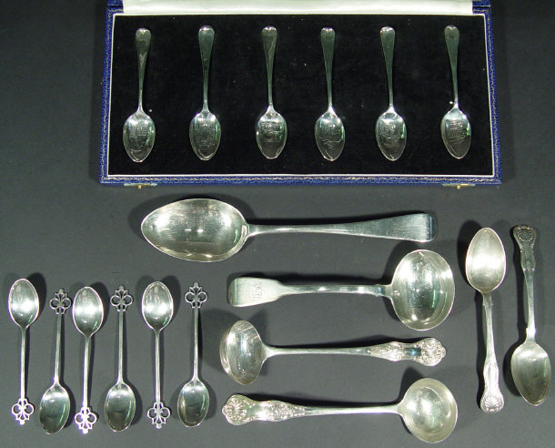 Appraisal: Collection of mixed silver flatware including three ladles a tablespoon