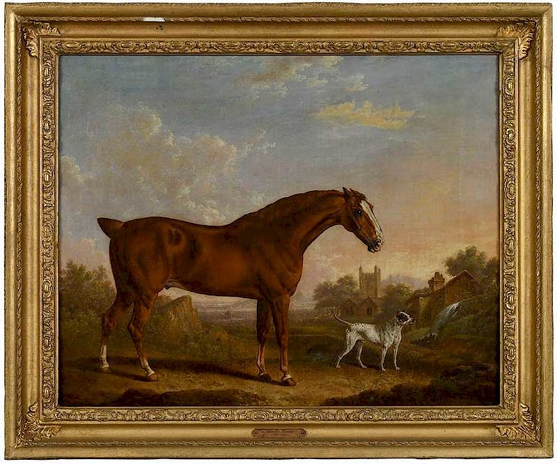 Appraisal: Charles Towne British Chestnut Hunter and a Bull Terrier in