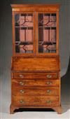 Appraisal: George III Style Satinwood Inlaid Mahogany Bureau-Bookcase Mid- th Century