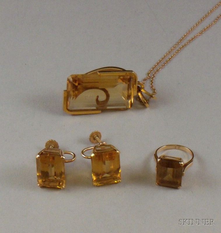 Appraisal: Small Group of Gold and Citrine Jewelry including a pair