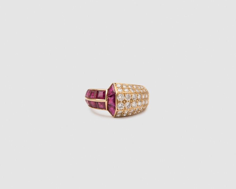 Appraisal: K Yellow Gold Ruby and Diamond Ring K Yellow Gold