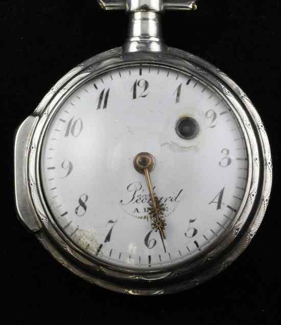 Appraisal: A th century French silver keywind pocket watch by Pechard