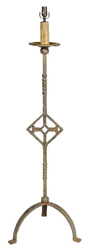 Appraisal: Gothic Wrought Iron Torch re Continental probably th century the