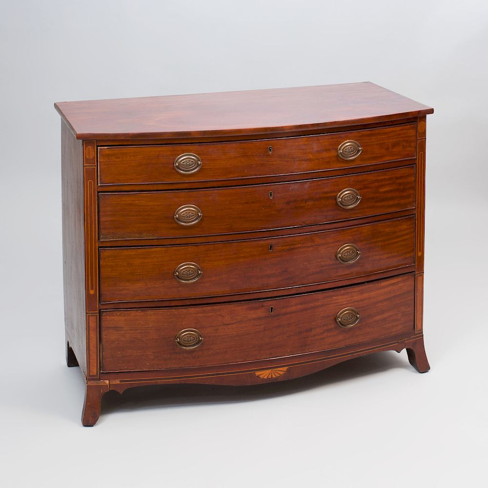 Appraisal: George III Mahogany Bowfront Chest of Drawers x x in