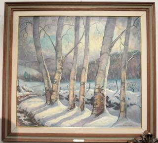 Appraisal: Andrew Gallano - oil on canvas Birches Ashfield Mass signed