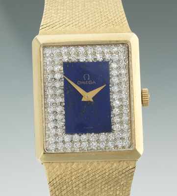 Appraisal: An Omega Gentleman's k Lapis and Diamond Wrist Watch k