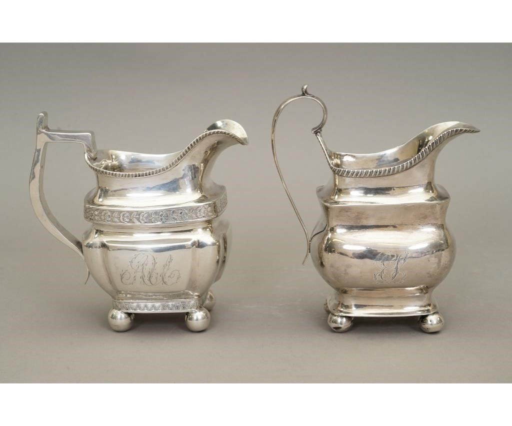 Appraisal: Two coin silver pitchers by Harvey Lewis Philadelphia circa Each